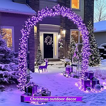 JMEXSUSS 2 Pack Purple Solar Christmas Lights, Total 400 LED 151FT JMEXSUSS 2 Pack Purple Solar Christmas Lights, Total 400 LED 151FT