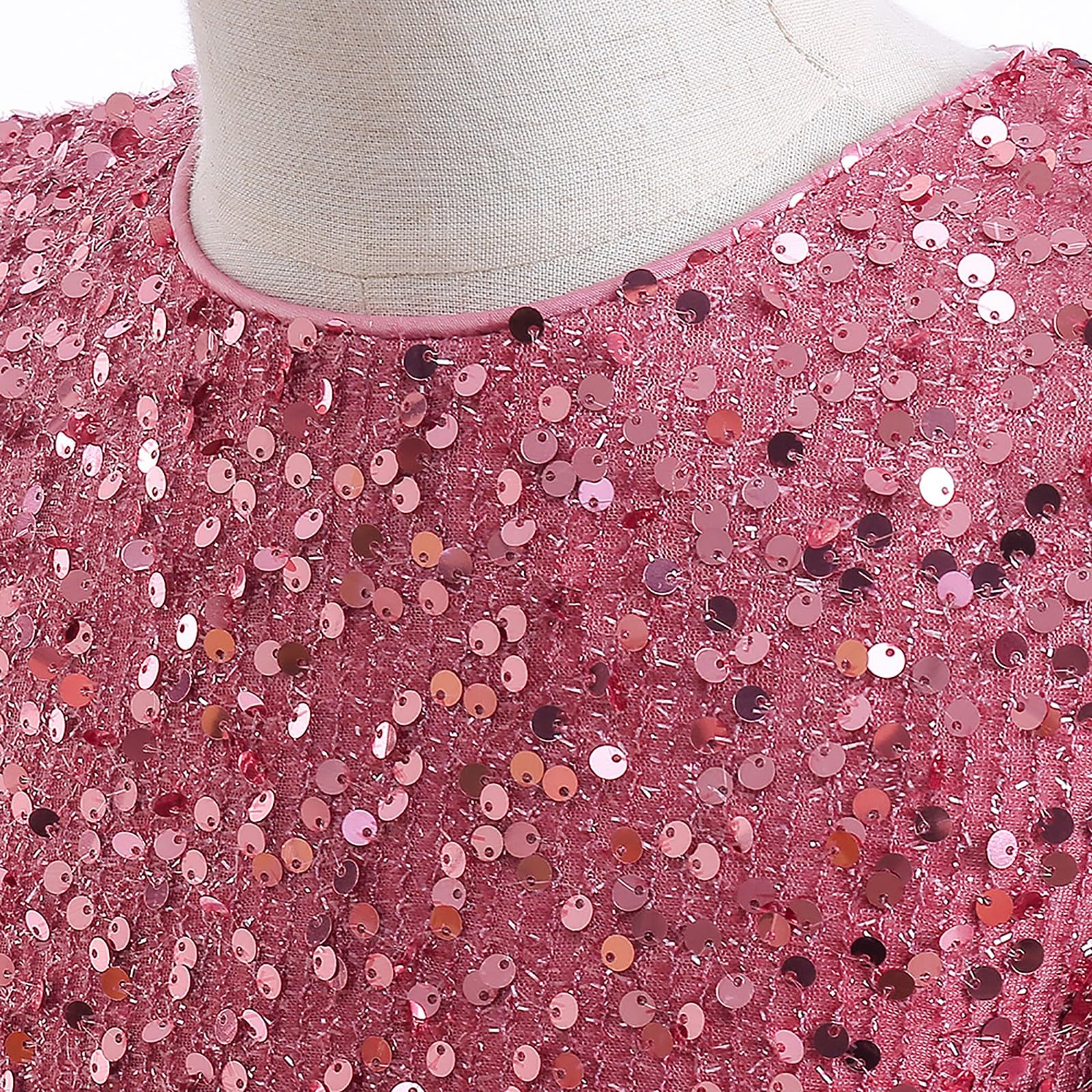 Abito da ragazza a fiori a maniche lunghe in tulle con paillettes abiti da concorso per bambini compleanno damigella d'onore festa di nozze abito formale da ballo