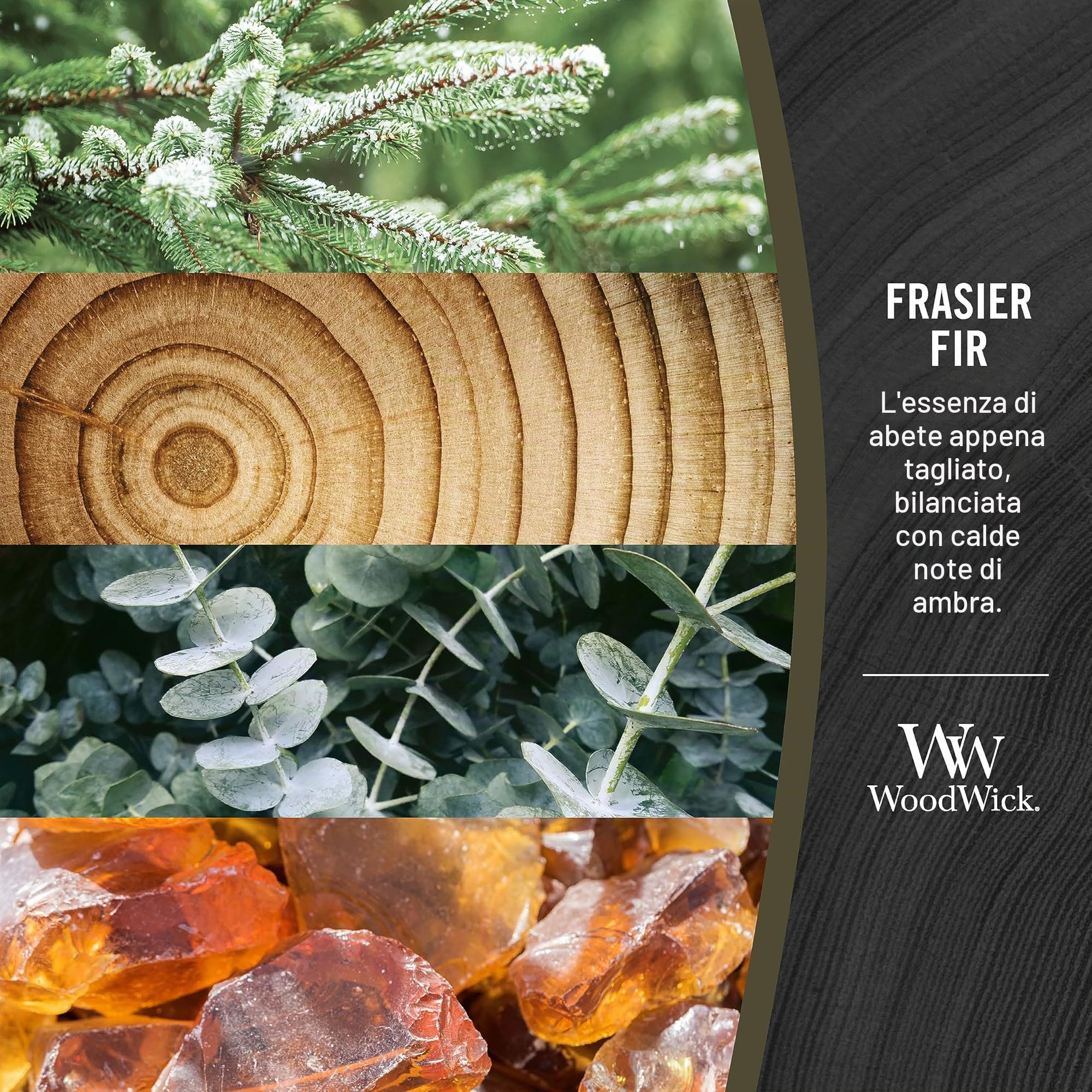WoodWick Hourglass Candela Profumata Media | Fraser Fir | Con Stoppino Scoppiettante | Fino a 60 Ore