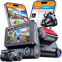 ROVE R3 Dash Cam Front and Rear with Cabin, 3” IPS Touch Screen, 3 Channel Dash Cam 1440P+1080P+1080P, IR Night Vision, 5GHz WiFi, Up to 30MB/s Download Speed, Quad-Mode GPS, Supports 512GB Max
