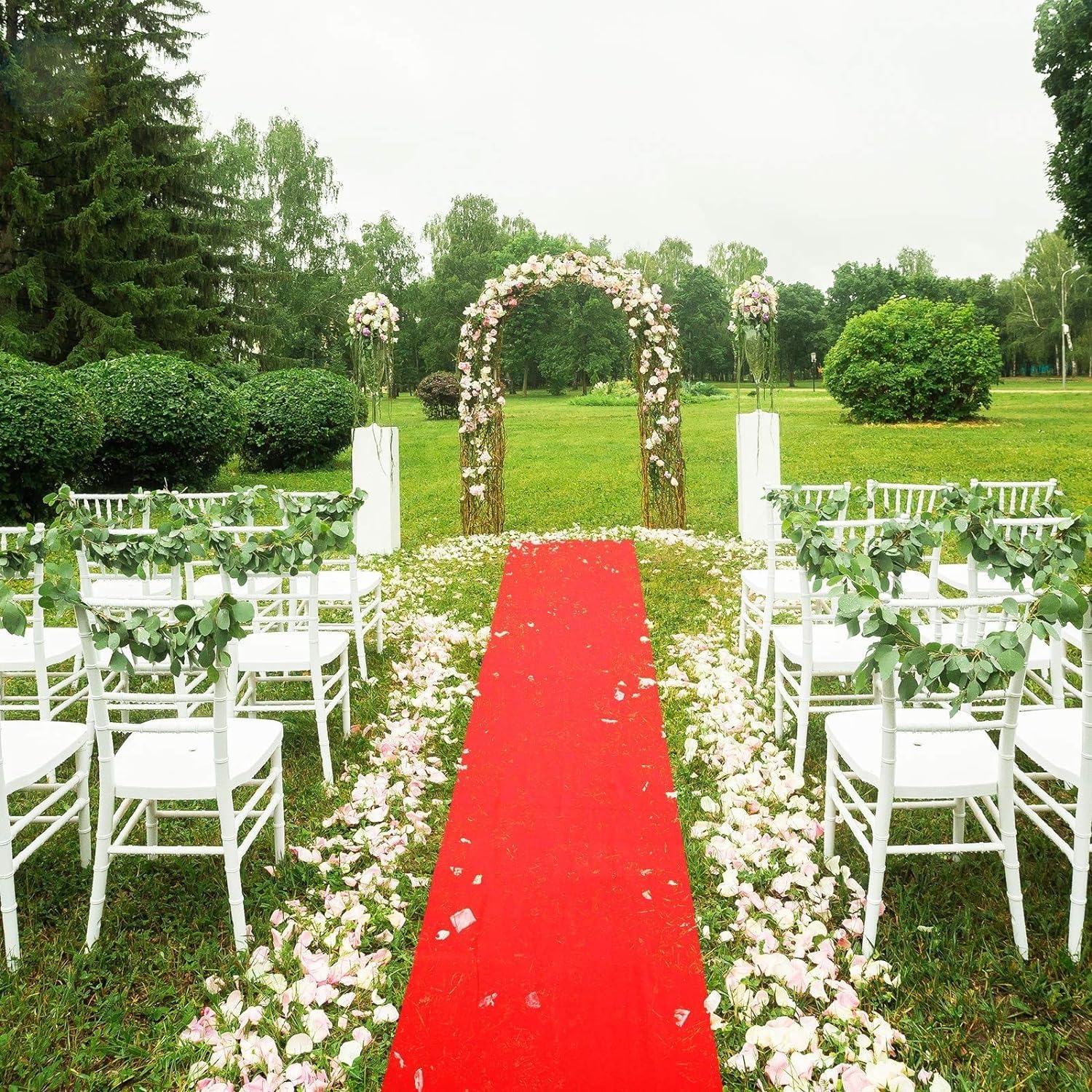Rot Lang Teppich Läufer Hochzeit Gangteppich Große Rolle Bankett Empfangsteppich Polyester -Breite 1m/1.2m/1.5m für Außen und Innen(1.5x50m)