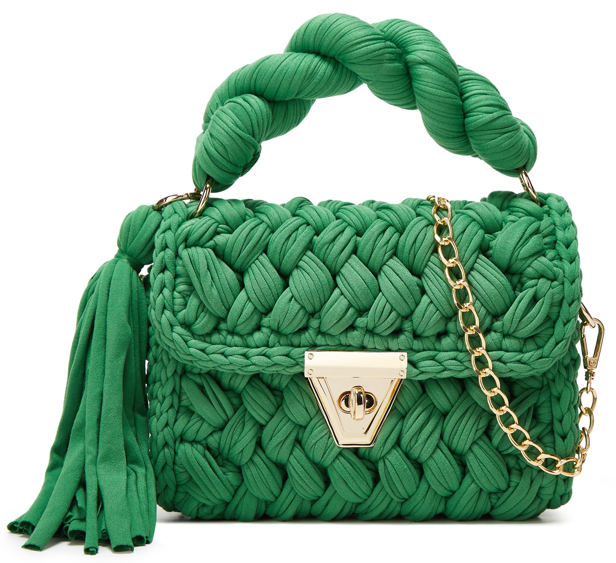 Chunky Yarn Knit Crochet Tote Purse Crossbody Bags for Women - Handwoven Evening Clutch Flap Shoulder Bag — view 16