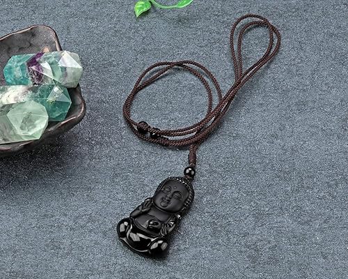 Miniatura 4 de Jovivi Fluorite CrystalGold Obsidian Nine Tailed Fox Pendant Necklace Natural Chakra Gemstone Healing Crystal Stone Necklace Protection Amulet Lucky