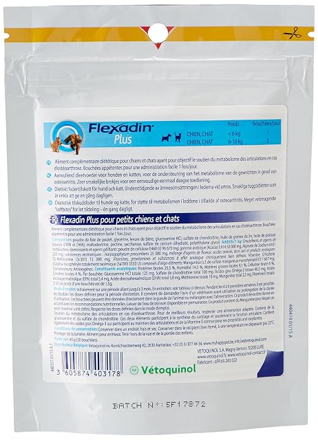 Foto 2 de 2 de Vetoquinol Flexadin Plus Suplemento alimenticio para Gato/Perro Menos de 10 kg 30 bocados