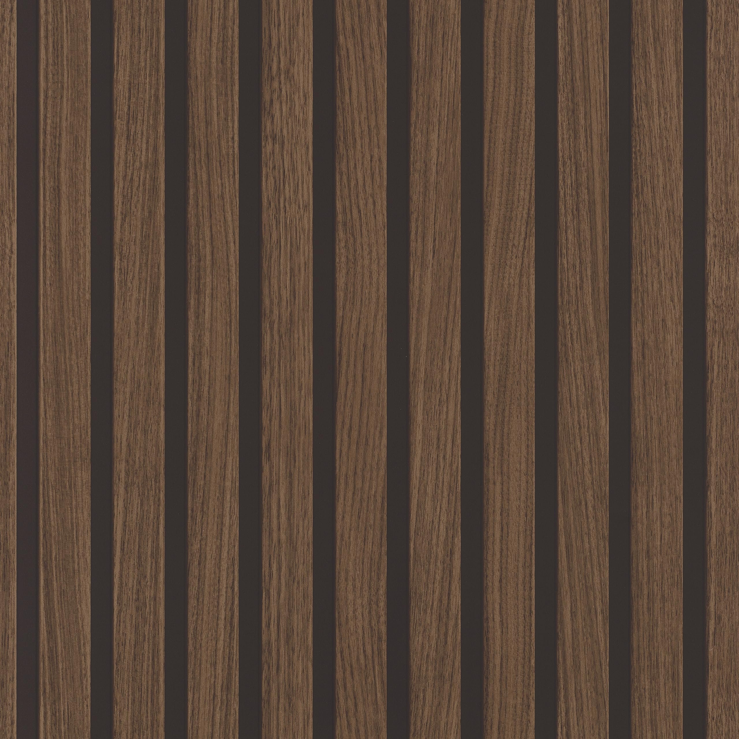 Rasch Wallpaper 278439 Dark Brown Paper Wallpaper with Wood Effect 3D Wood Panels in Modern Skandi Look Slat Wall 10.05 m x 0.53 m (L x W)