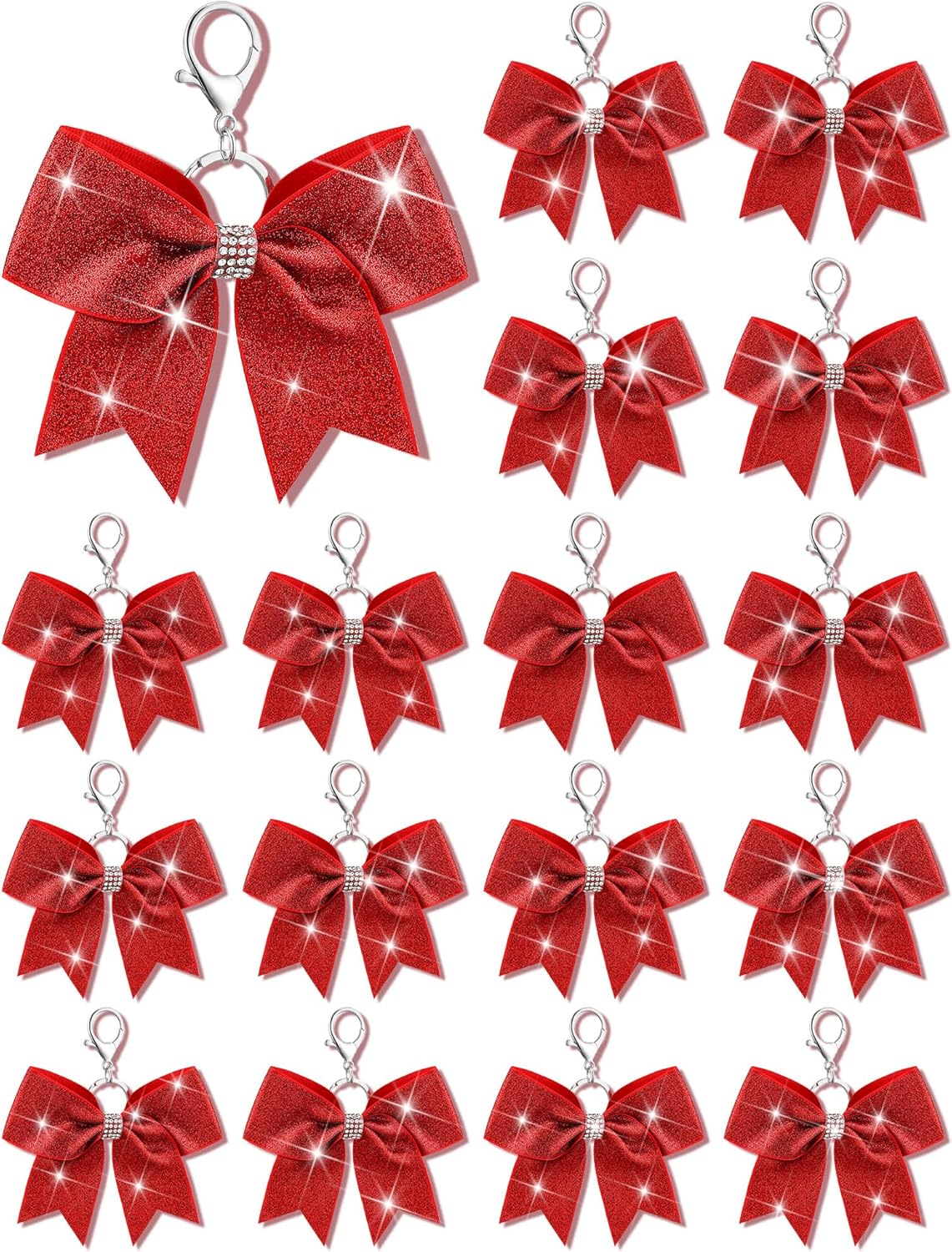 Tondiamo Cheer Bow Keychain Cheer Keychain with Rhinestones Cheerleader Keyrings for Teen Cheerleading Sports Accessory