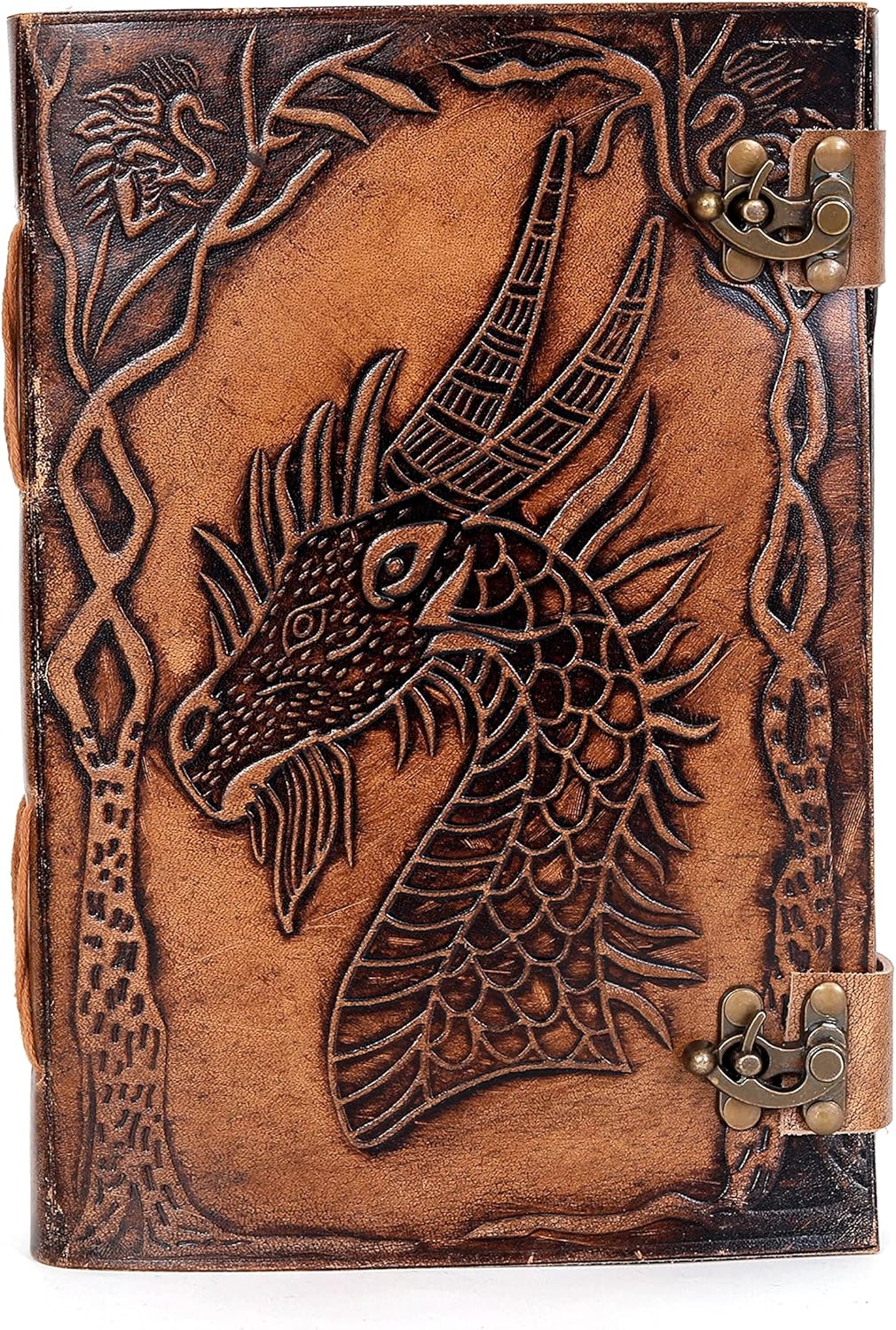 Vintage Journal, Vintage Dragon Journal Leather, 200 Deckle Edge Handmade Paper, Leather Journal, Leather Notebook, Leatrher Sketchbook, Dragon Journal for Women, Dragon Journal Leather (10 x 7 Inch,