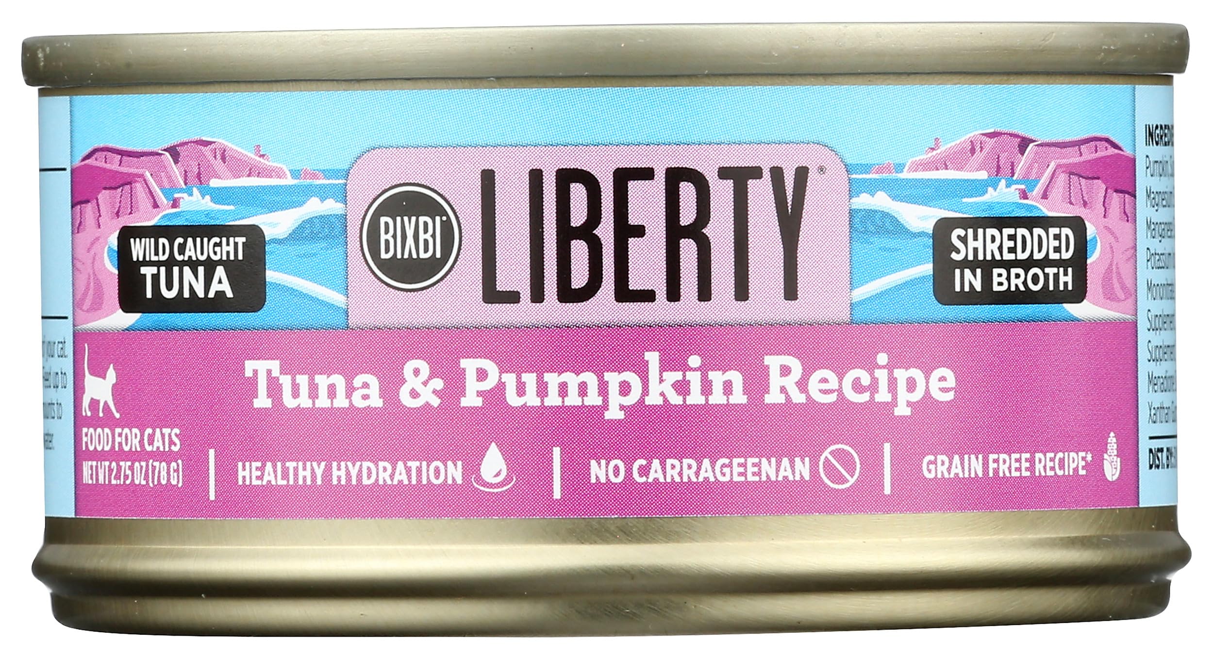 BIXBI Liberty Canned Wet Cat Food - Grain Free, Tuna and Pumpkin Recipe in Broth, 2.75 Ounce (Pack of 24)