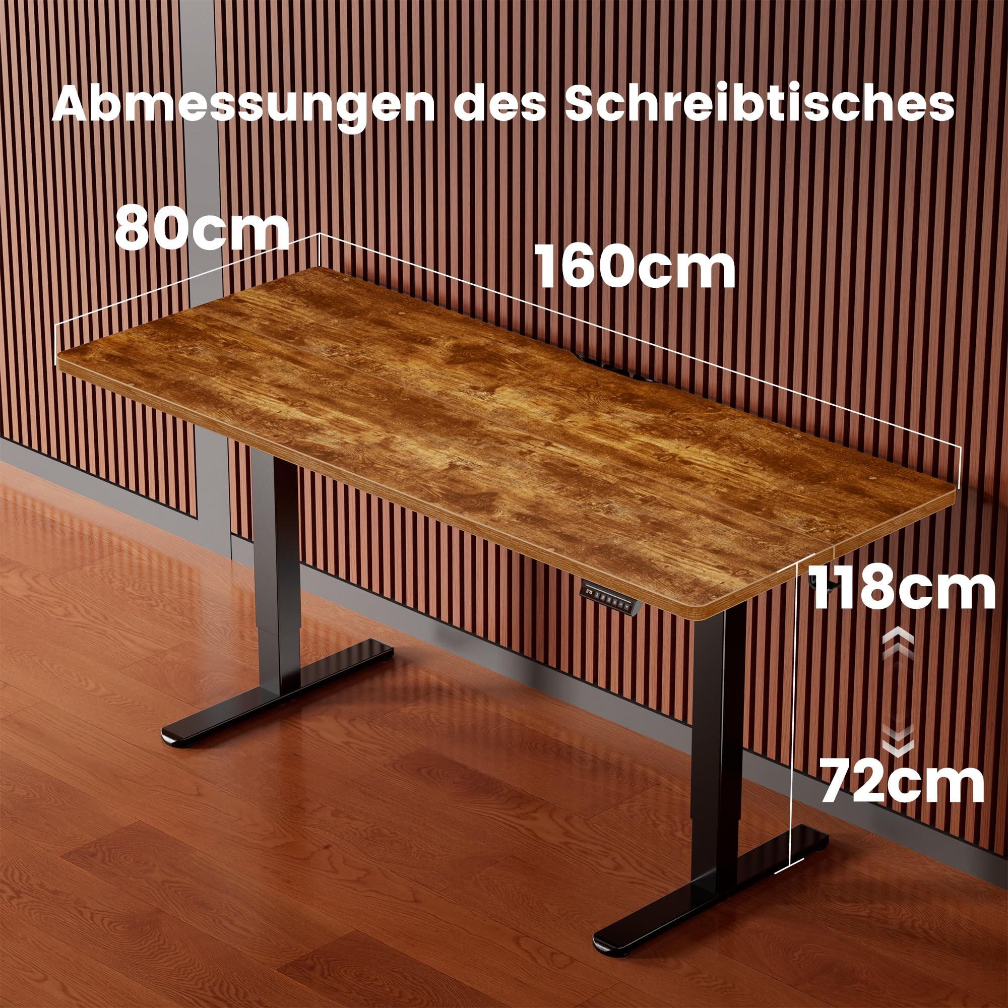 ErGear Elektrisch Höhenverstellbarer Schreibtisch 160 x 80 cm, Schreibtisch Höhenverstellbar mit 4-Gedächtnis-Smart-Pult für Home-Office mit Verbindungsplatte
