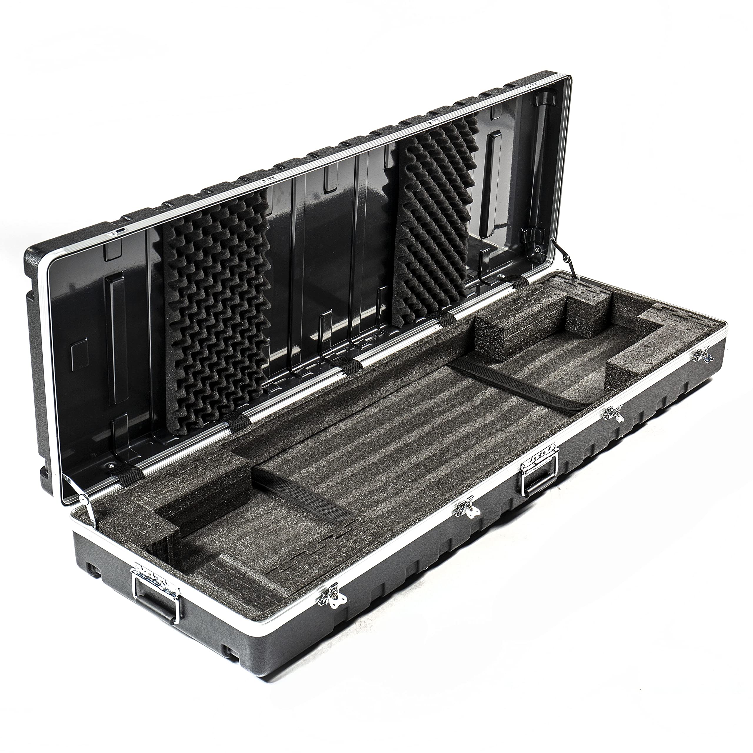 Music Store ABS Keyboard Case 88, Universal, Schwarz, ABS Plastik, 11kg, Schaumstoff-Polsterung, Rollen, Klappgriffe, Schnappverschluss, Innenmaße 149x42x13cm, geeignet für 88-Tasten Keyboards