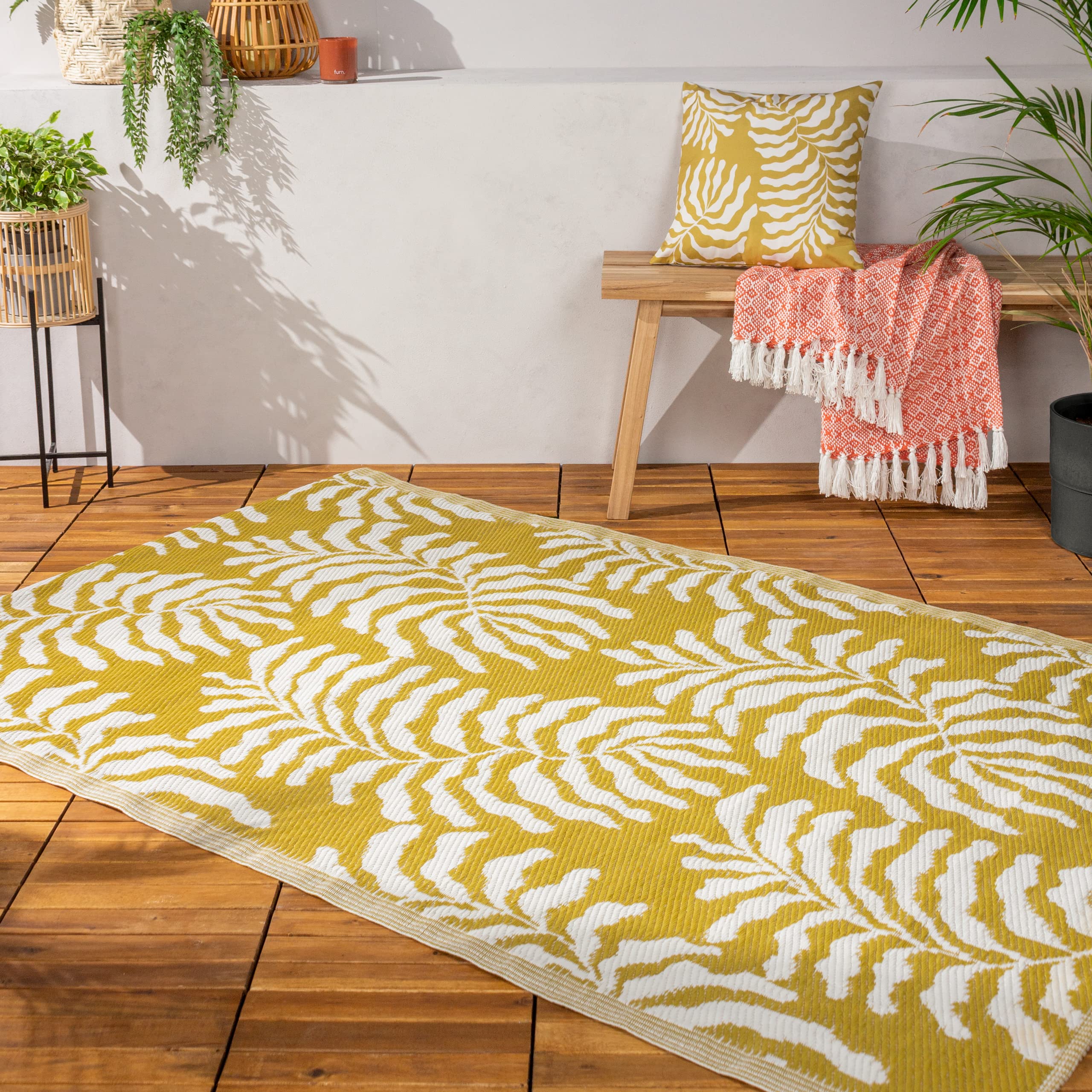 Furn Unisex Mustard Tocorico Woven Outdoor/Indoor Rug In 120Cm X 180Cm
