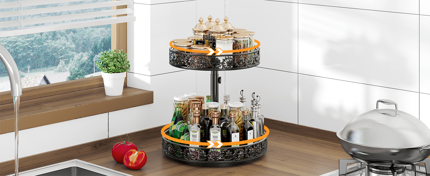 Amazon.com - Two Tier Lazy Susan Organizer Turntable Height