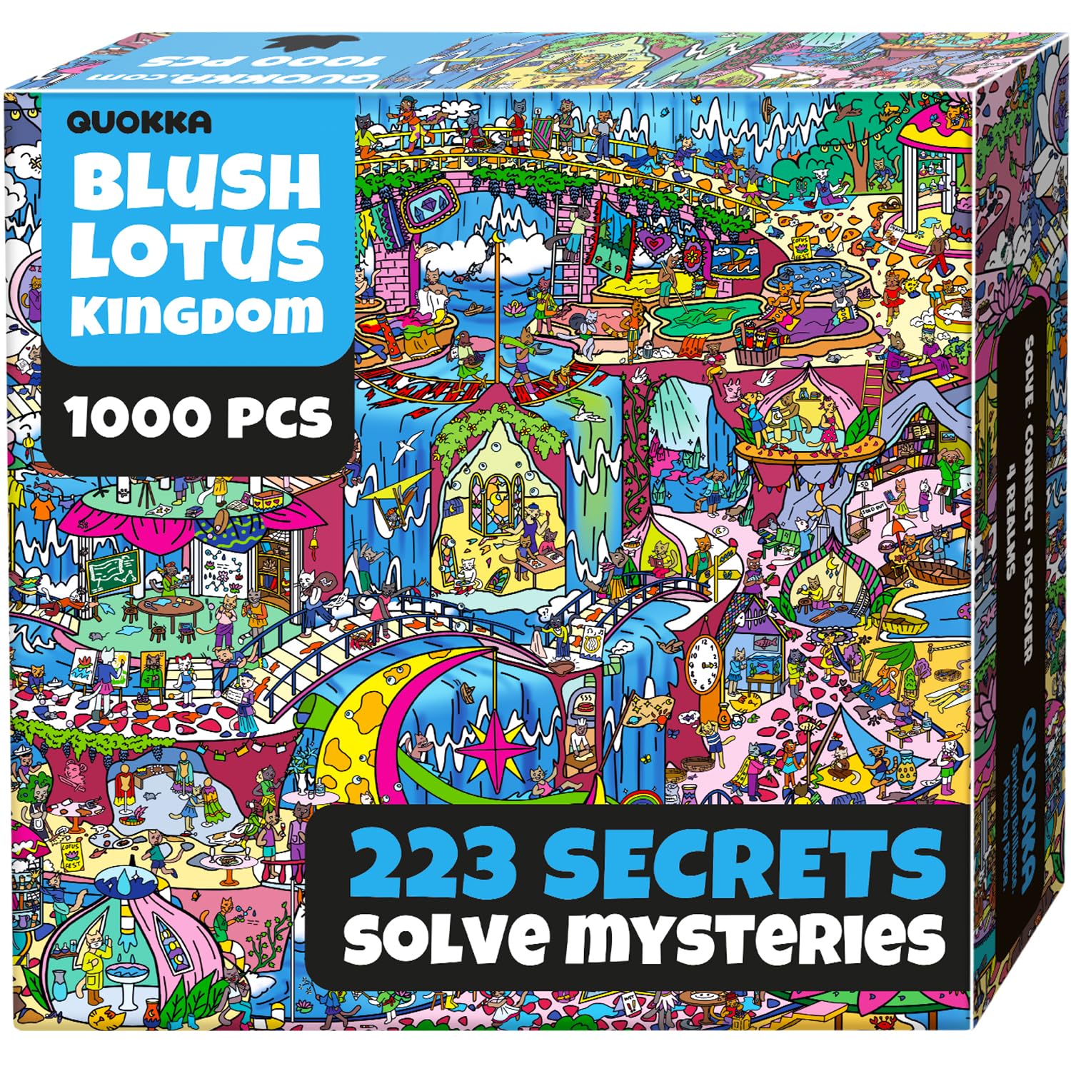 QUOKKA 1000 Piece Puzzle for Adults – 223 Hidden Secrets, Audio Story, Snap-Tight Pieces – Collect All Four Puzzles To Build Epic Mystery Realm - Blush Lotus Kingdom