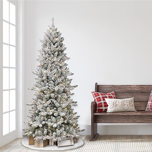 Miniatura 2 de Puleo International - Árbol de abeto artificial preiluminado de 6.5 pies, 800 puntas, 300 luces transparentes