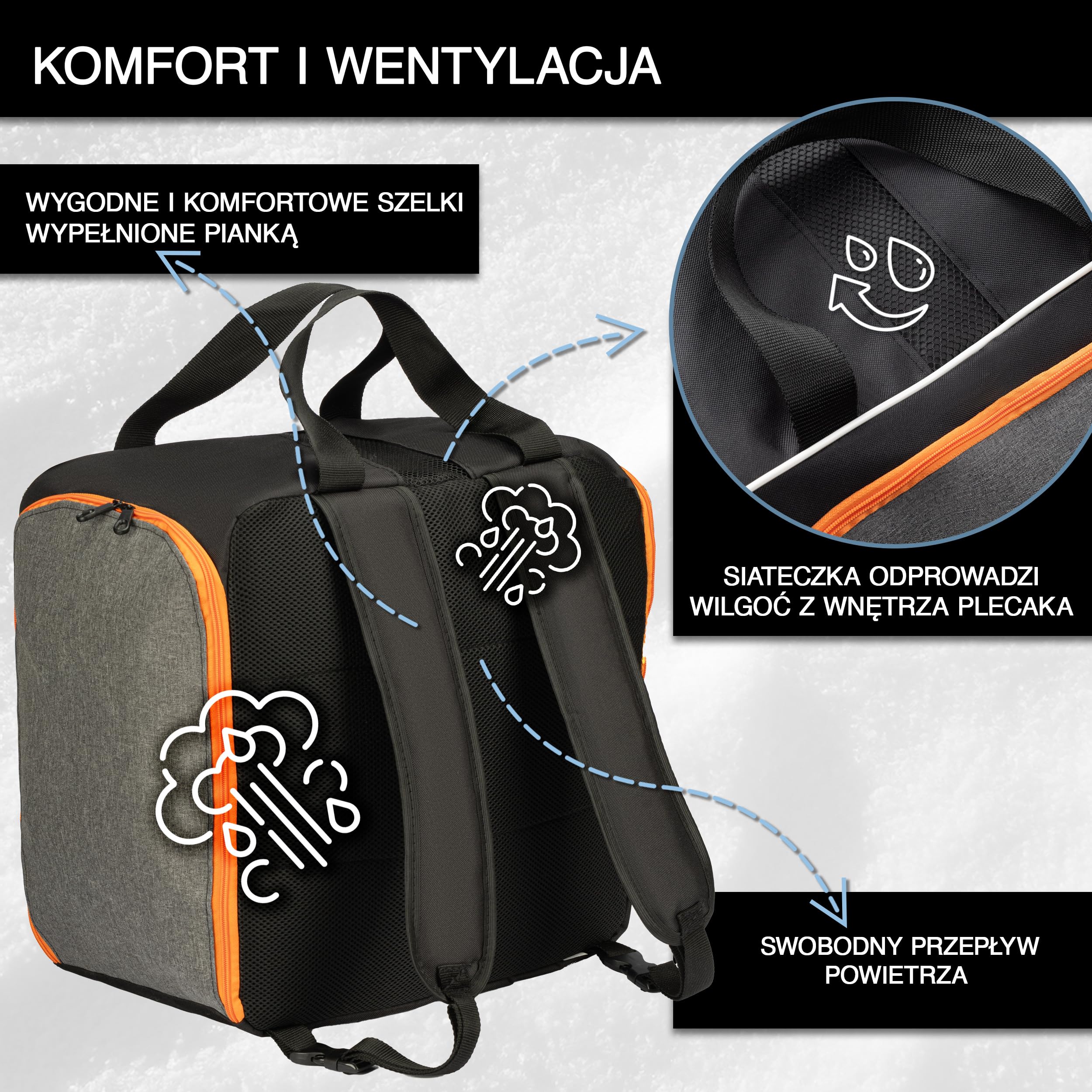 Torba na buty narciarskie z miejscem na kask - Wodoodporna torba na buty narciarskie z przegrodą na kask - Torba na buty narciarskie i kask - Plecak na buty narciarskie z przegrodą na kask