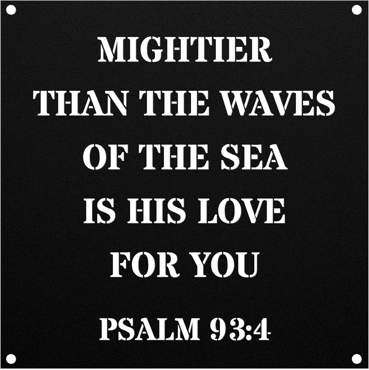 Mightier Than The Waves of The Sea Wall Art Psalm 93:4 Bible Verse Wall Art Metal Sign Farmhouse Scripture Plaque Beach House Baptism Gift Metal Sign