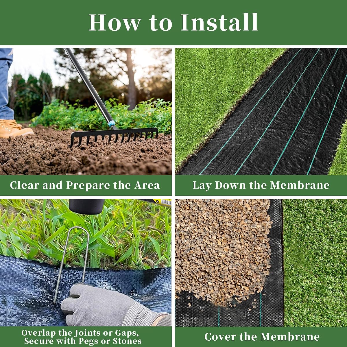iropro 1m x 10m Heavy Duty Weed Control Membrane Garden Weed Barrier Fabric for Landscaping Driveway Gravel Artificial Grass  — view 6