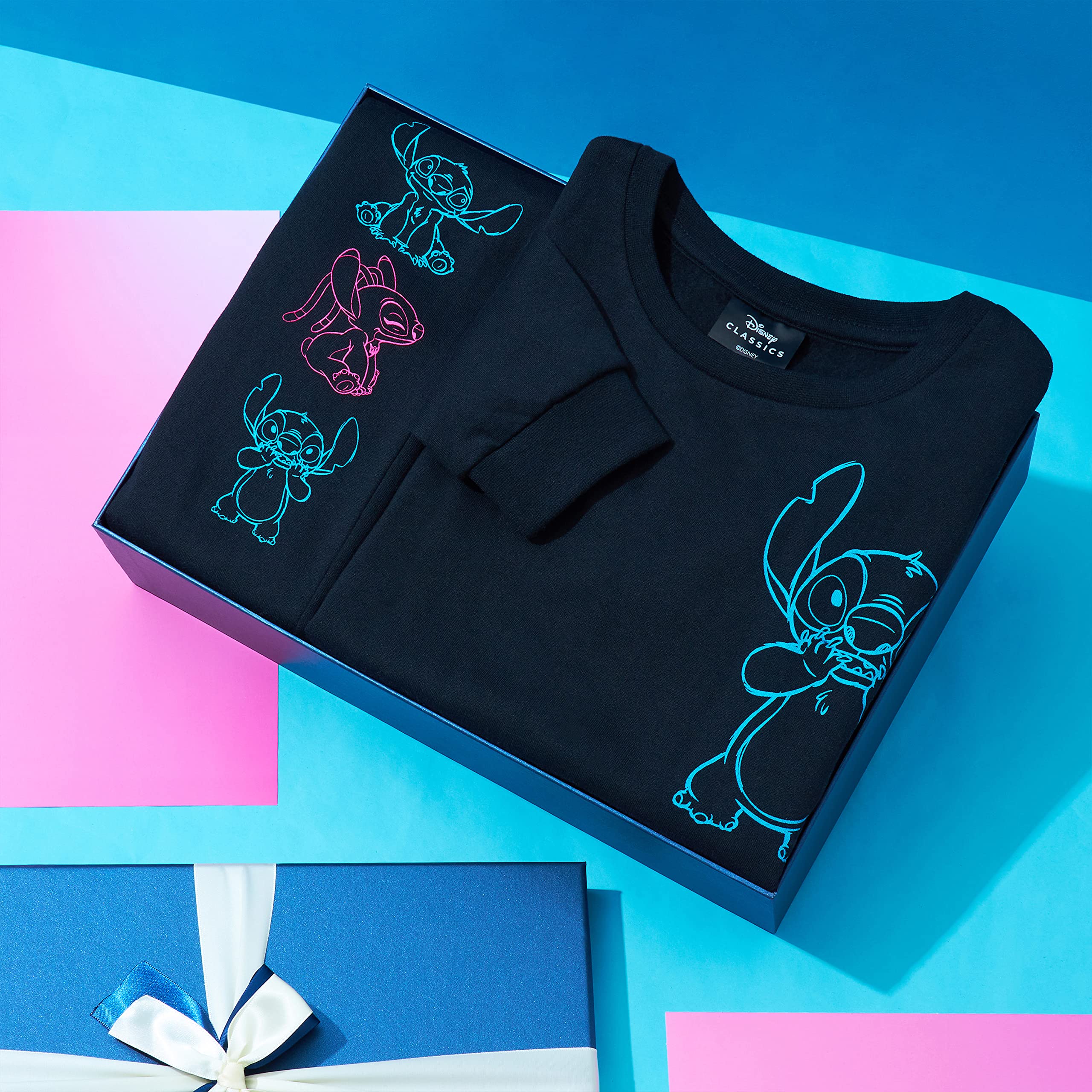 Disney Tuta Stitch Bambina Ragazza Completo Felpa Crop Top e Pantaloni da Tuta 4-15 Anni