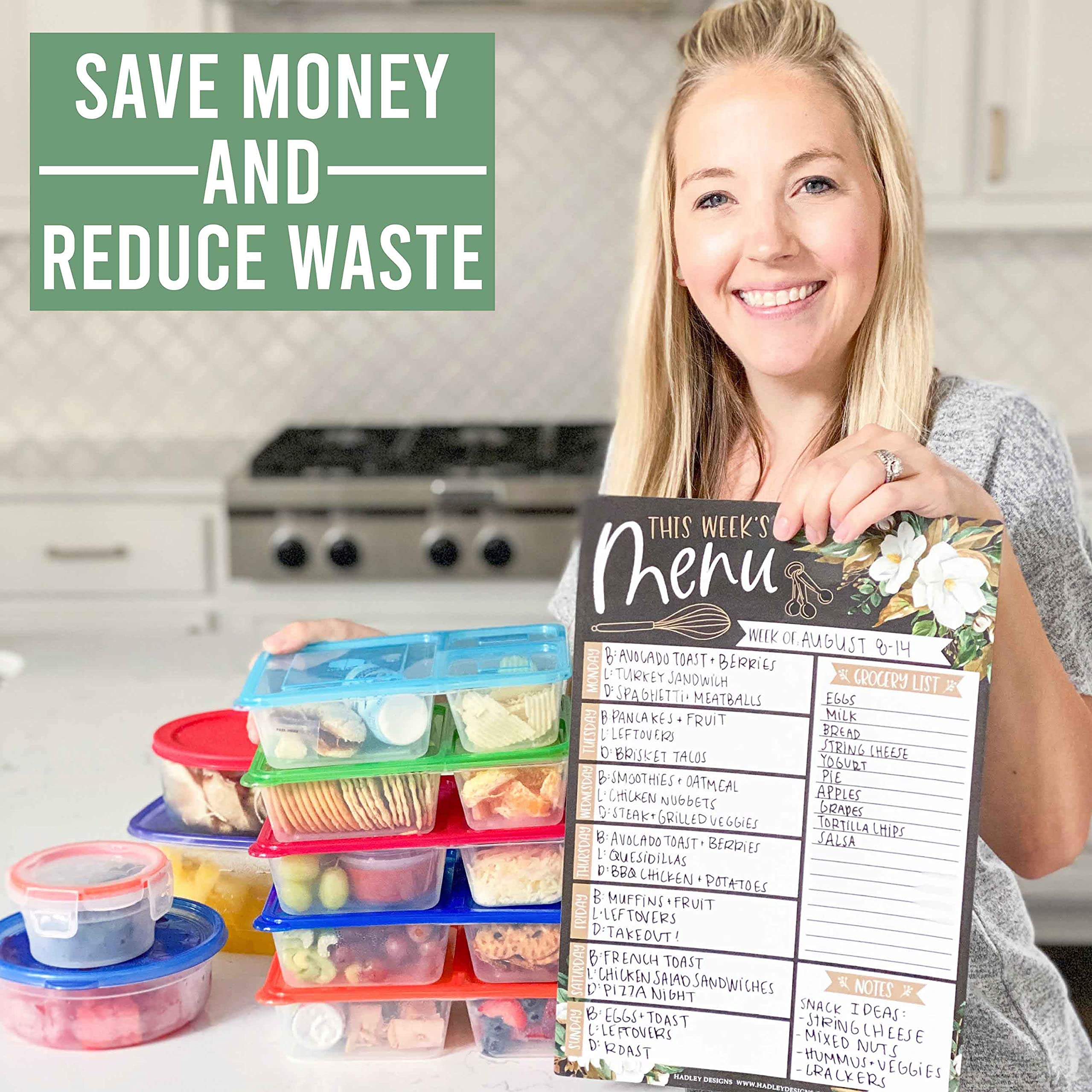 Weekly meal planner dry erase board for refrigerator magnolia
