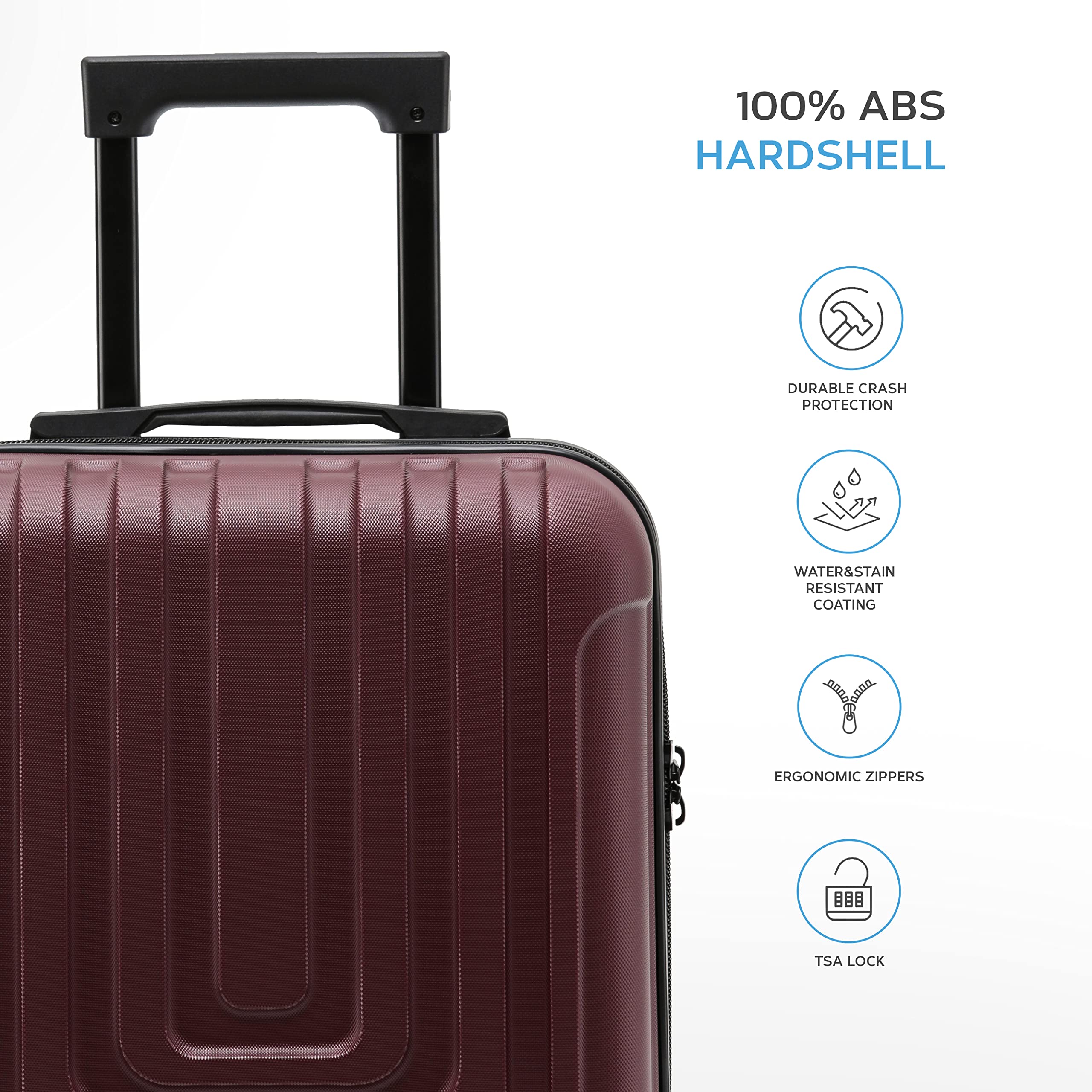 Flight Knight Premium Hard Shell Lightweight Cabin Suitcase - 8 Spinner Wheels - Built-in TSA Lock & USB Port - Luggage Approved for Over 100 Airlines Including easyJet Underseat - 45x36x20cm