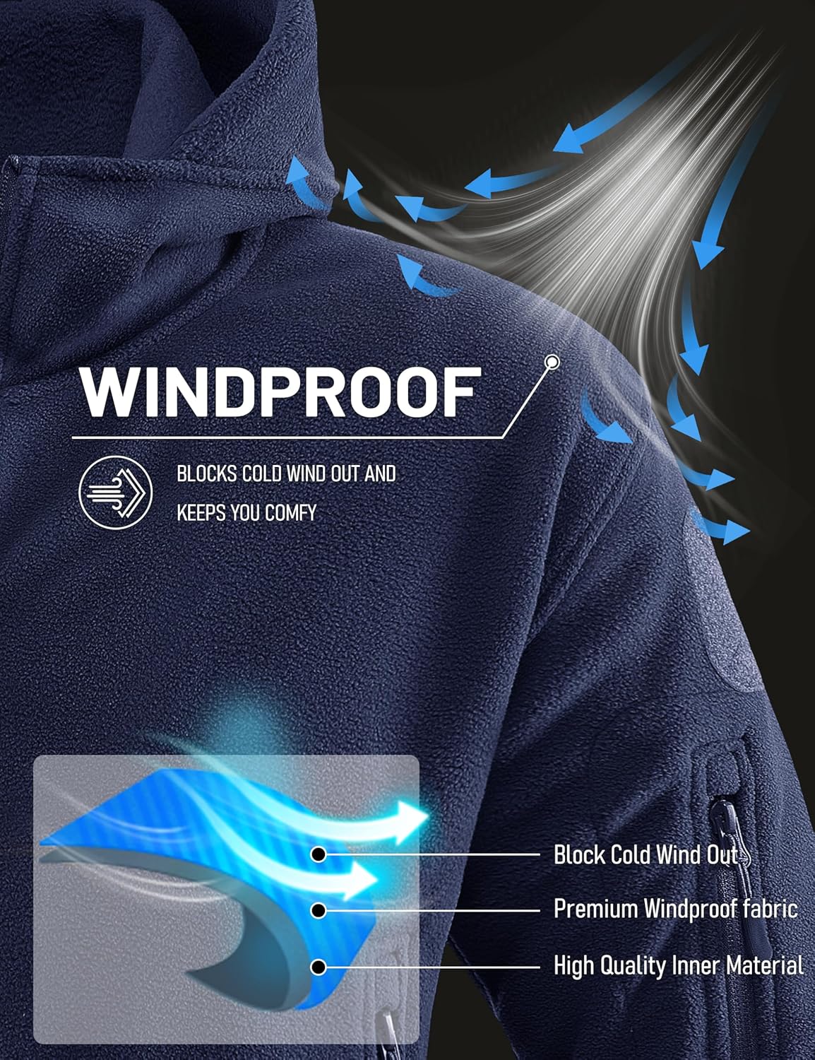 TACVASEN Tactical Jacket for Men Fleece Jackets Full Zip Military Hoodies Windproof Warm Winter Coat Outdoor Hunting - Image 3