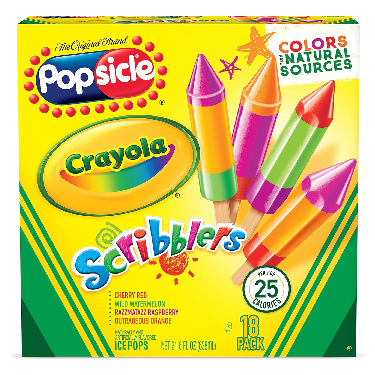 Popsicle Ice Pops For A Fun Frozen Treat or Frozen Snack Scribblers Made With Colors From Natural Sources 21.6 oz 18 Count