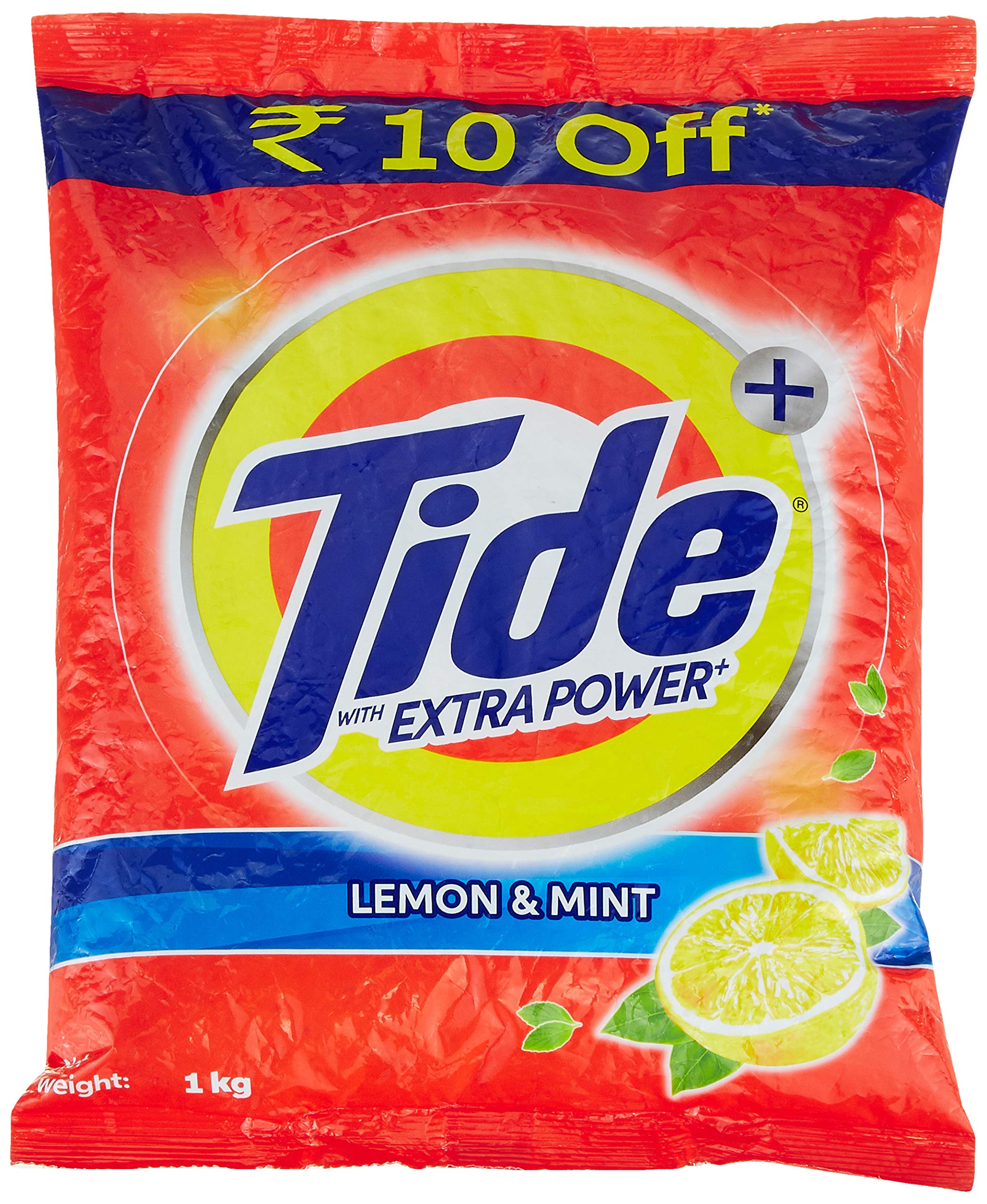 Plus Detergent Powder, Lemon And Mint - 1 Kg, Orange