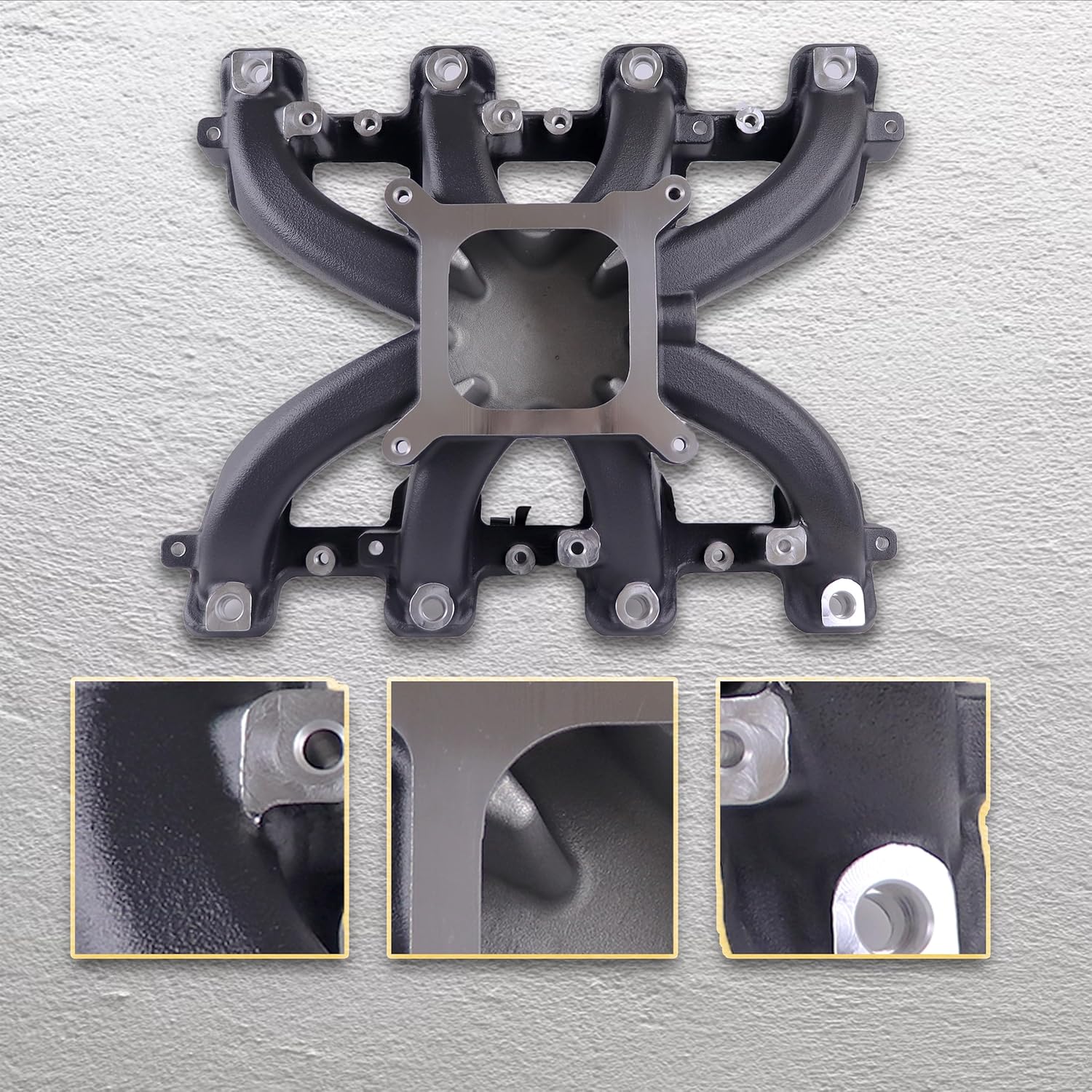 300137 Aluminum Single Plane Mid-Rise EFI LS Intake Manifold Compatible with Chevy GM LS3 L92 Rectangle Port V8 Engine 6.2L with Fuel Rail Kit (LS1 LS2 LS6 Black)