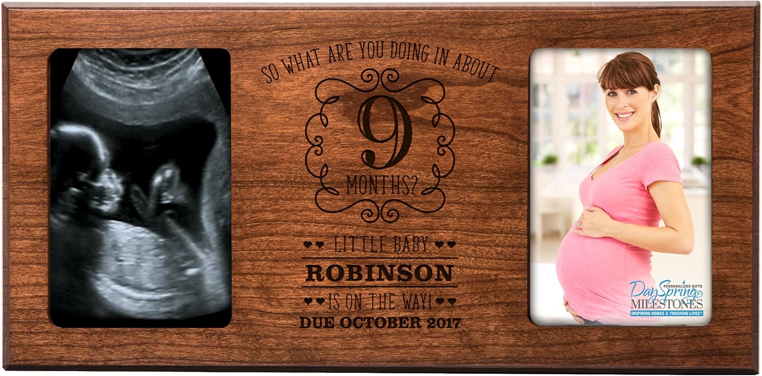 LifeSong Milestones Personalized New Baby Sonogram Picture Frame Gift Expectant Mother Ultrasound Infant for New Parents Nana,Mimi and Grandparents Holds 2 4x6 Photos (Ivory)