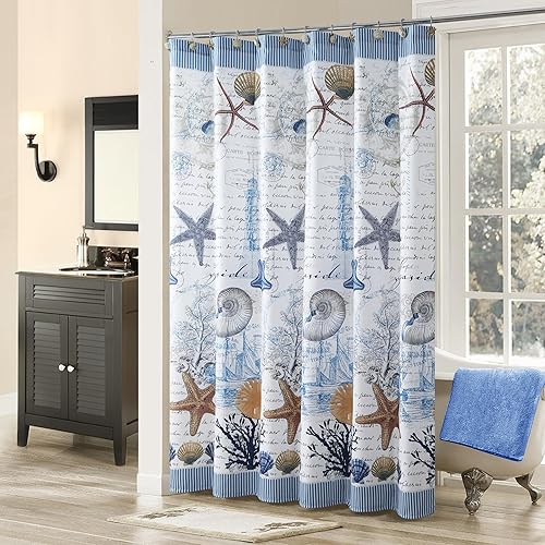 Under The Sea - Cortina de ducha de tela impermeable de poliéster azul marino para baño, 72 pulgadas de ancho x 72 pulgadas de alto