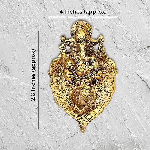 Miniatura 4 de WONDER CARE Lord Ganesha con Diya. Figura decorativa para el mandir del templo del hogar. Estatua de Ganesh Chaturthi. Dios hindú Indian Pooja