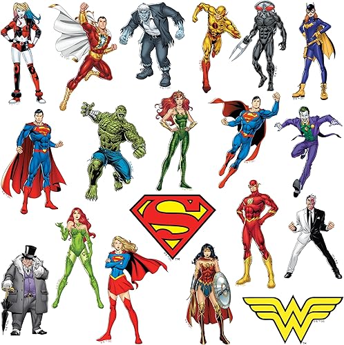 Miniatura 3 de Juego de 50 calcomanías de vinilo grandes de lujo de personajes de la Liga de la Justicia de 50 unidades, para laptop, botella de agua, álbumes de
