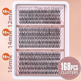 Medium Lash Clusters Short Wispy C Curl Eyelash Clusters 12-16MM Individual Eyelashes Natural Cluster Eyelash Extensions Natural Looking Cluster Lashes by Geeneiya (C Curl,12-14-16)
