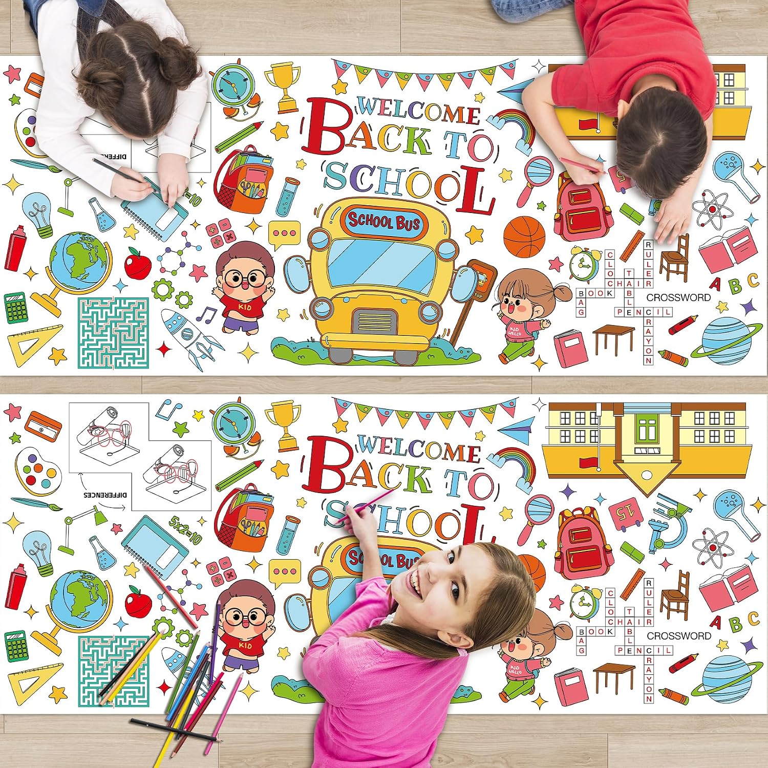 4th of July Coloring Tablecloth/Poster, 4th of July Crafts for Kids, 72" X 30" Gaint Paper Patriotic Coloring Tablecloth Crafts Games Activities, DIY Fourth of July Party Decorations Supplies Gifts