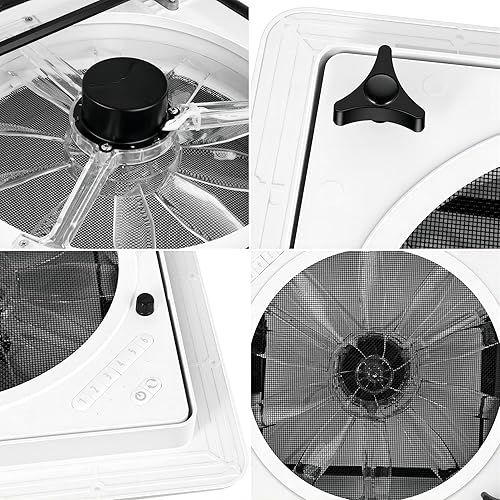 Miniatura 5 de Starvent Ventilador de ventilación de techo RV de 6 velocidades, reversible, color blanco