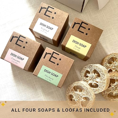 Miniatura 8 de RE Barra de jabón para lavar platos (esponja para esponja incluida)  sin aceite de palma, ecológico, cero residuos, sin plástico, libre de tintes