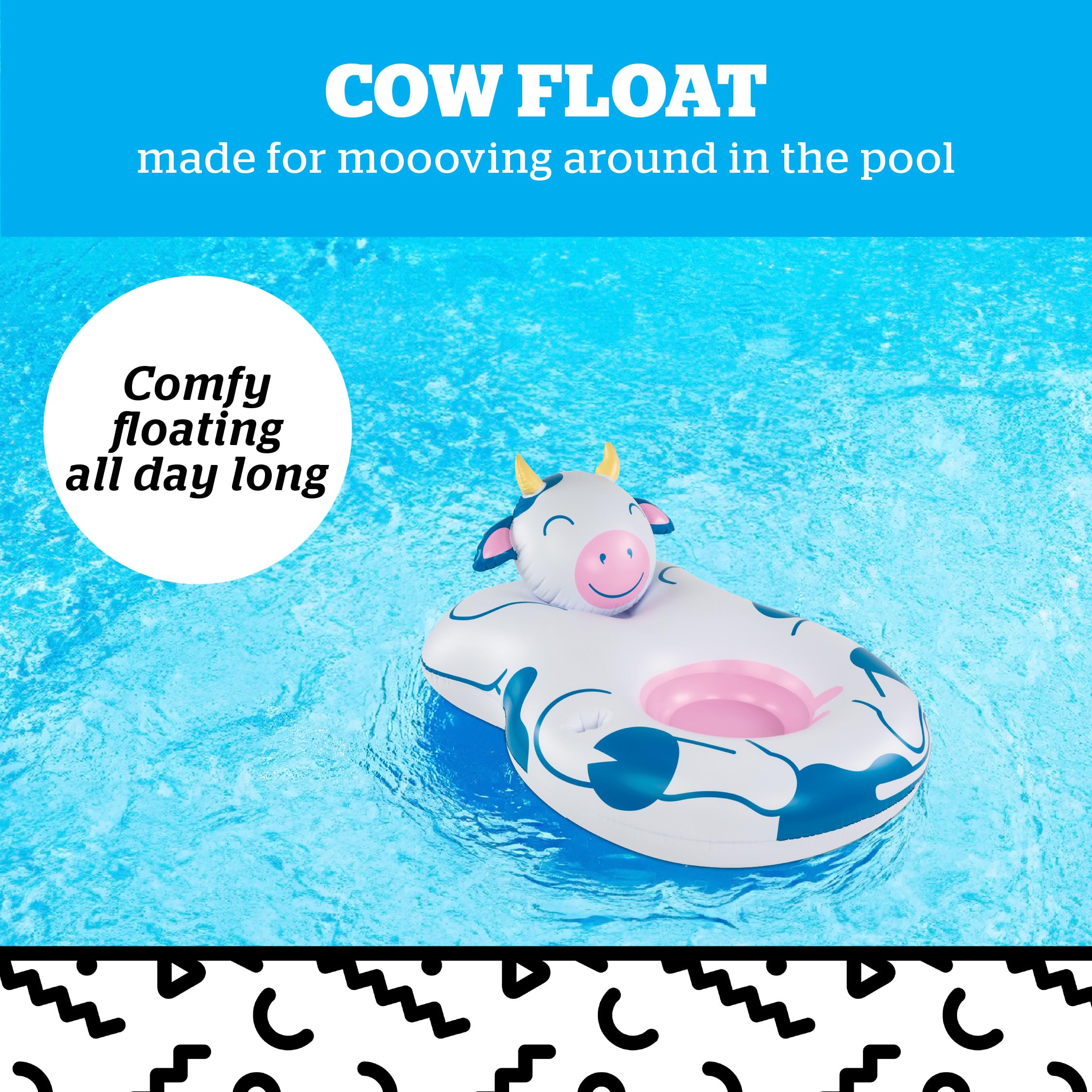 BigMouth Inc Giant Cow Lounging Pool Float, Inflatable Raft, Fun Summer Party Floatie