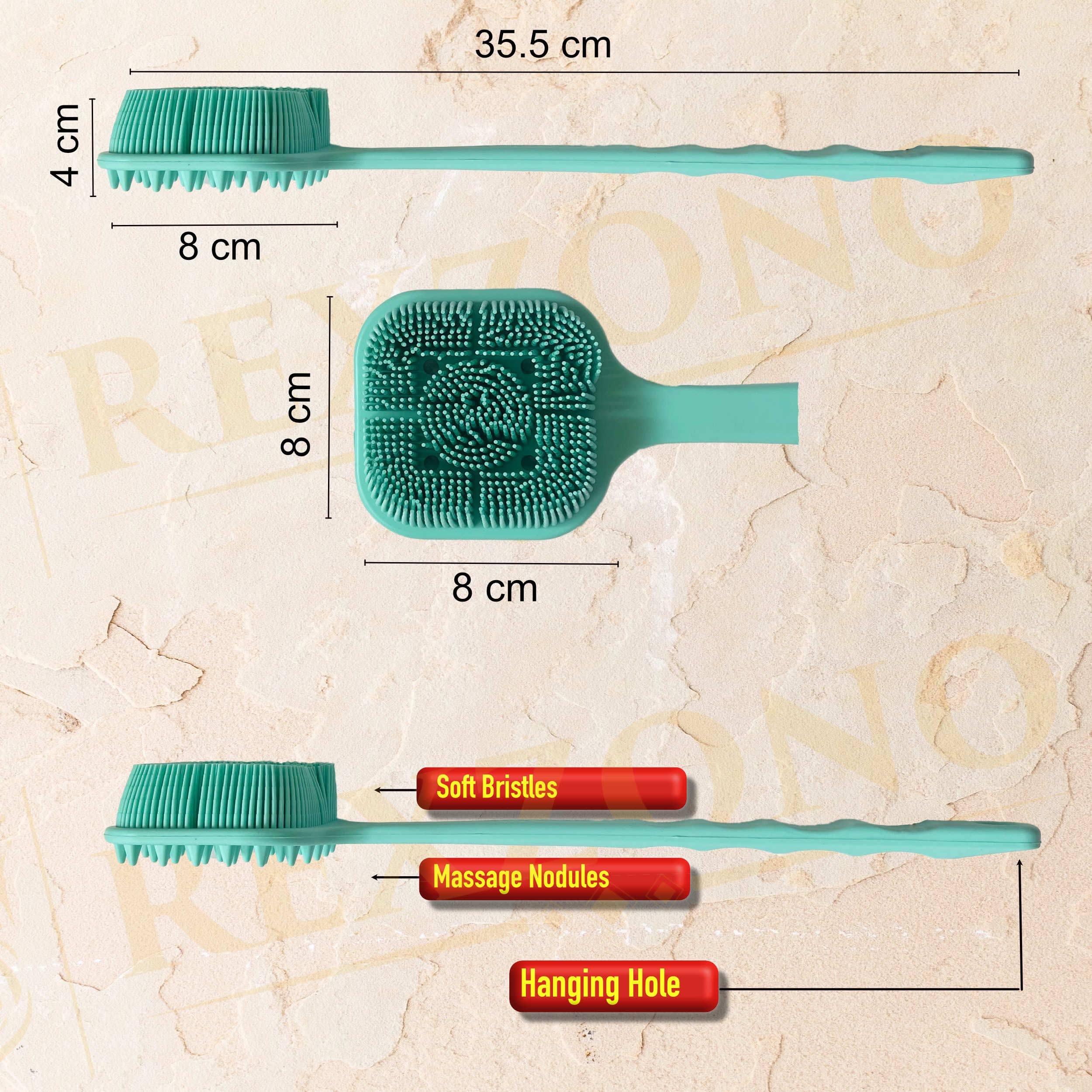 Rexzono® Double Sided Silicone Back Scrubber, Long Handle Exfoliating Body Bath Brush - Image 3
