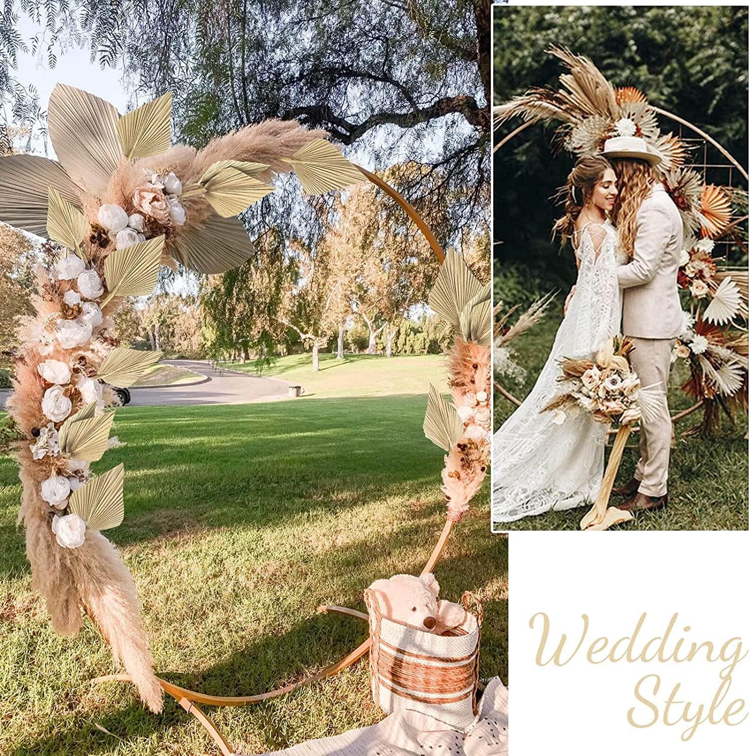 Boho Dried Palm Leaves, Small Dried Palms Plant Spears Fans, Palm Leaf with Stem for Home Office Wall Decor | Tropical Wedding Flowers Decor | Party Table Vase Decoration (Natural,6 Pcs)