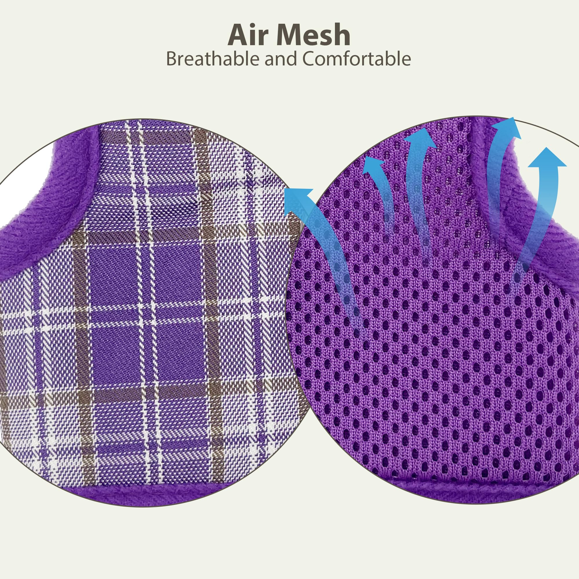 AIITLE Ensemble de harnais et laisse pour lapin anti-évasion - Design à ruban magique, rembourrage en maille à motif à carreaux léger, sans étouffement ni traction pour chiot, chat, rat, écureuil