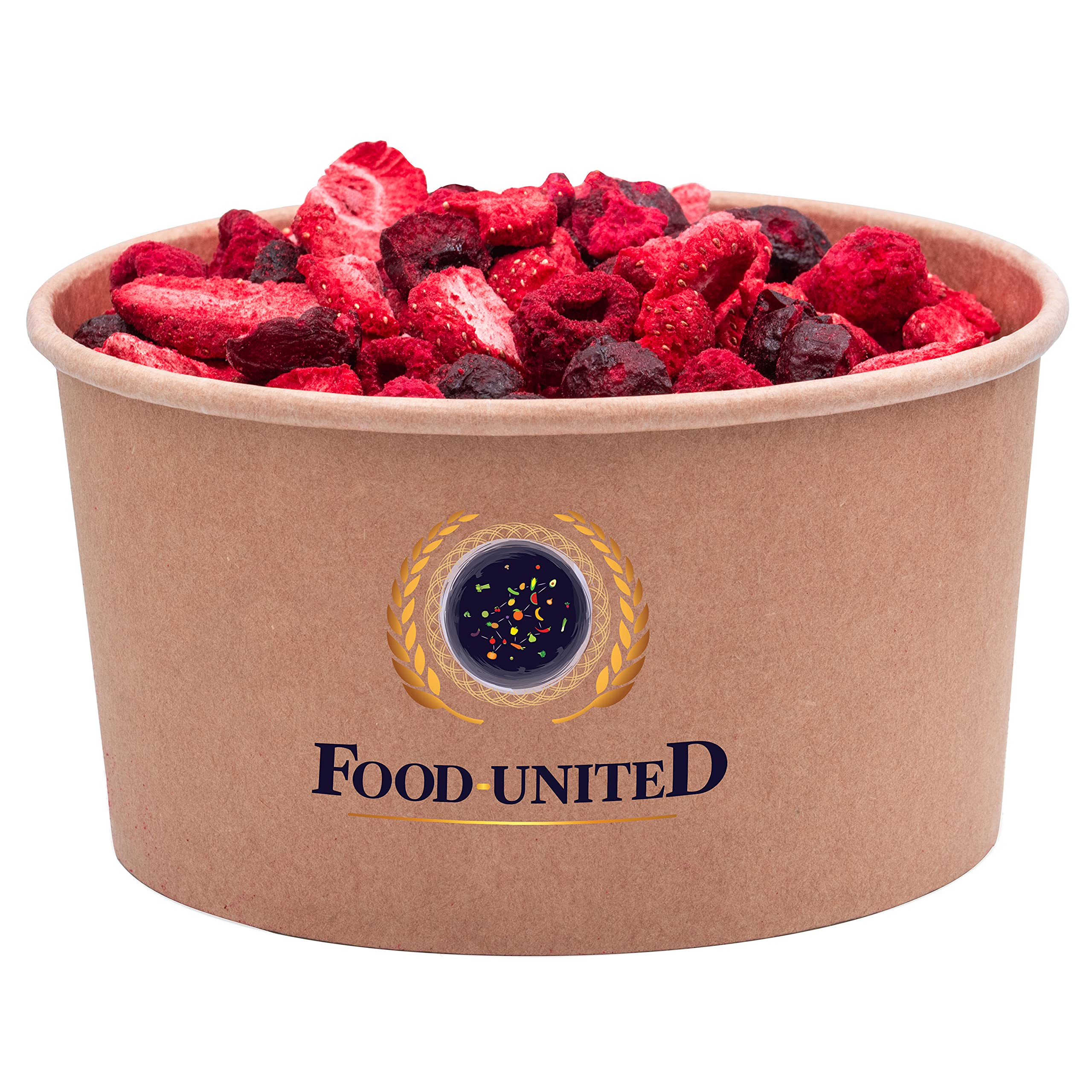 Food-United ROTE FRÜCHTE MIX GEFRIERGETROCKNET 5kg bestehend aus Himbeeren Erdbeeren und Kirschen für Müslis Naturjoghurt Smoothies natürlich süß ohne Zusatzstoffe