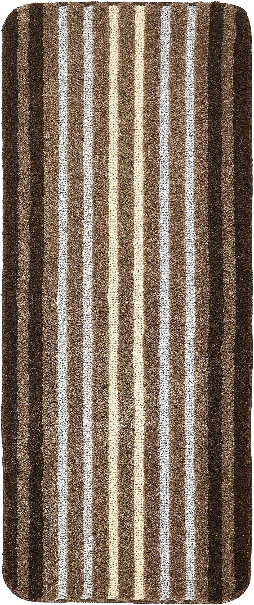 Saral Home Microfiber Striped Rectangle Anti-Skid Runner | Soft & Super Absorbent, Washable Multipurpose Bedside Runner for Home/Kitchen/Lobby/Office Entrance, 40X100 CM | Pack of 1 (Brown)
