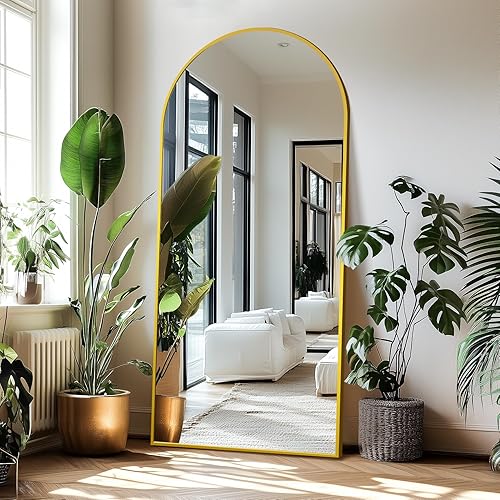 Miniatura 16 de Delma - Espejo arqueado de longitud completa, espejo de pie, espejo de pie grande con soporte para pared, entrada, puerta, dormitorio, baño, sala