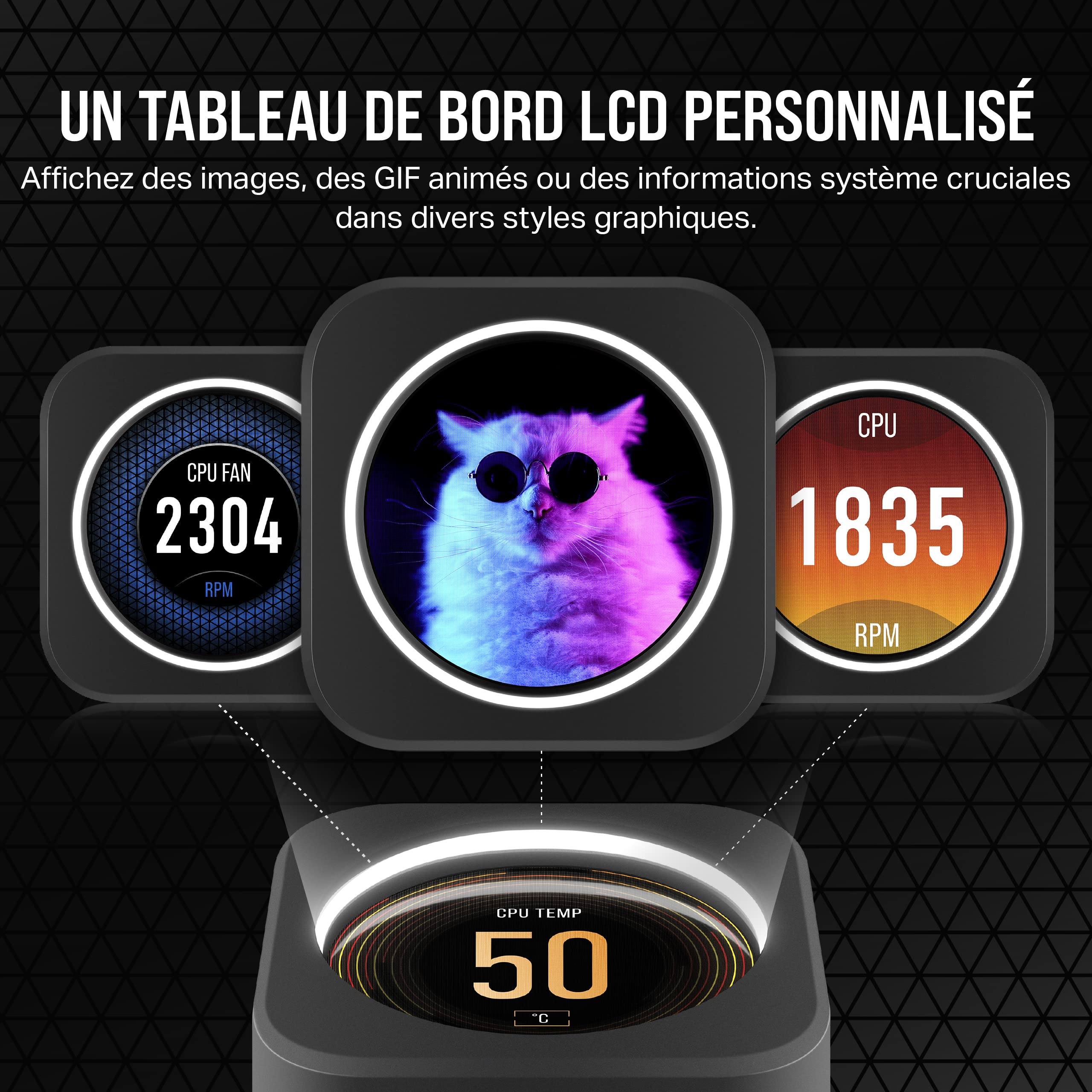 Corsair iCUE H150i Elite LCD XT Refroidisseur de CPU Liquide - Écran LCD IPS - Trois Ventilateurs AF120 RGB Elite - Radiateur 360mm - Convient à Intel® LGA 1700, AMD AM5, et Plus - Noir