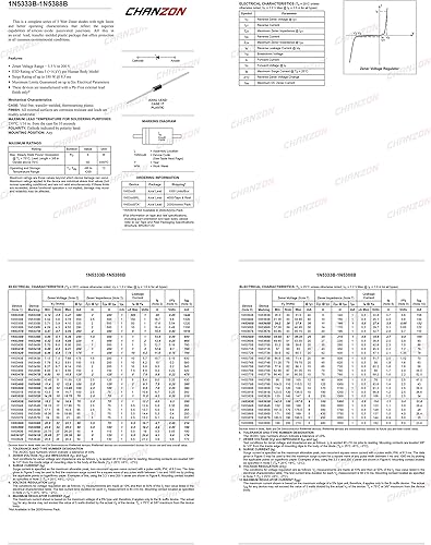 Miniatura 2 de (Paquete de 20 piezas) Chanzon 1N5349B 5W 12V Zener Diodo 1N5349 12V T-18 (CASE17-02) Diodos de potencia axial