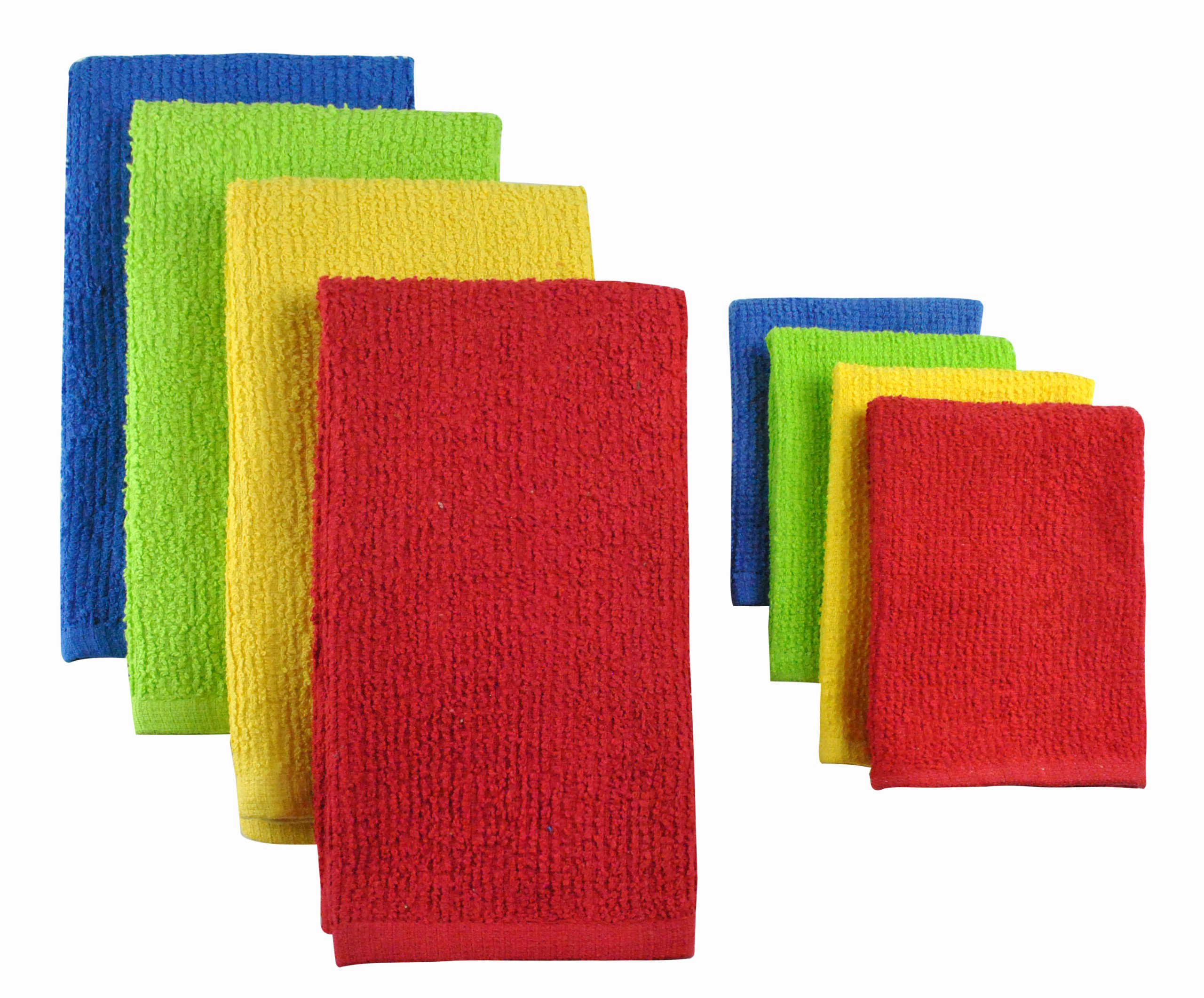 DII5048 Barmop Dishtowels/Dishcloths, Dishtowel & Dishcloth S/8, Primary, 8 Piece