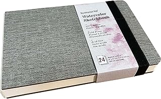 tumuarta Watercolor Sketchbook, 4x6”, 140 LB, 300 GSM, 100% Cotton Paper, Cold Press, 24 Sheets, 48 Pages, Watercolor Journal for Use As Travel Notebook and Mixed Media Pad On The Go