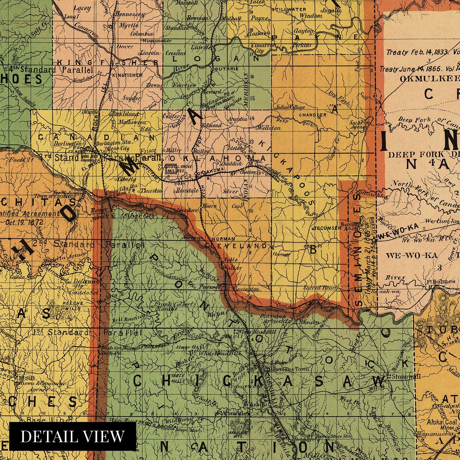 HISTORIX Vintage 1892 Map of Indian & Oklahoma Territories - 18x24 Inch Vintage Map Poster