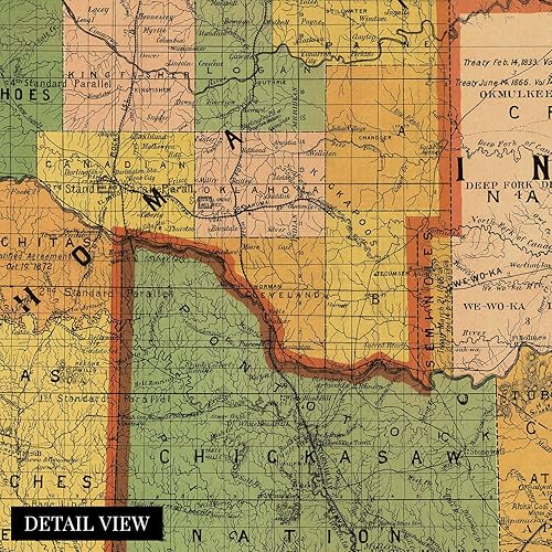 Miniatura 2 de HISTORIX Mapa vintage de 1892 de los territorios indios y de Oklahoma mapa vintage de 24 x 36 pulgadas arte de pared de Oklahoma mapa vintage de
