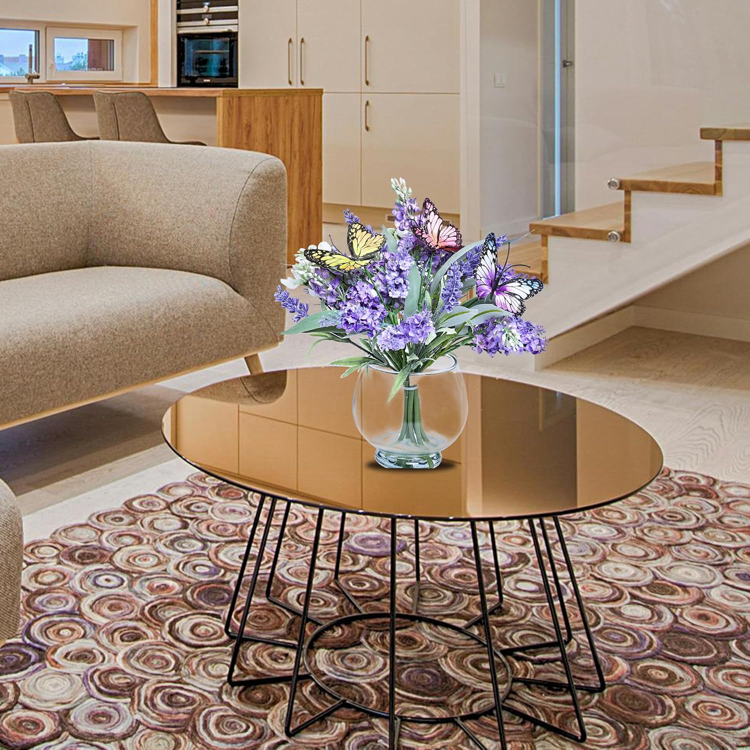 Jusdreen Artificial Lavender Bouquet with Vase, Purple Artificial Flowers for Table Centerpiece, Faux Purple Flowers Decoration for Home Party Wedding - Image 7